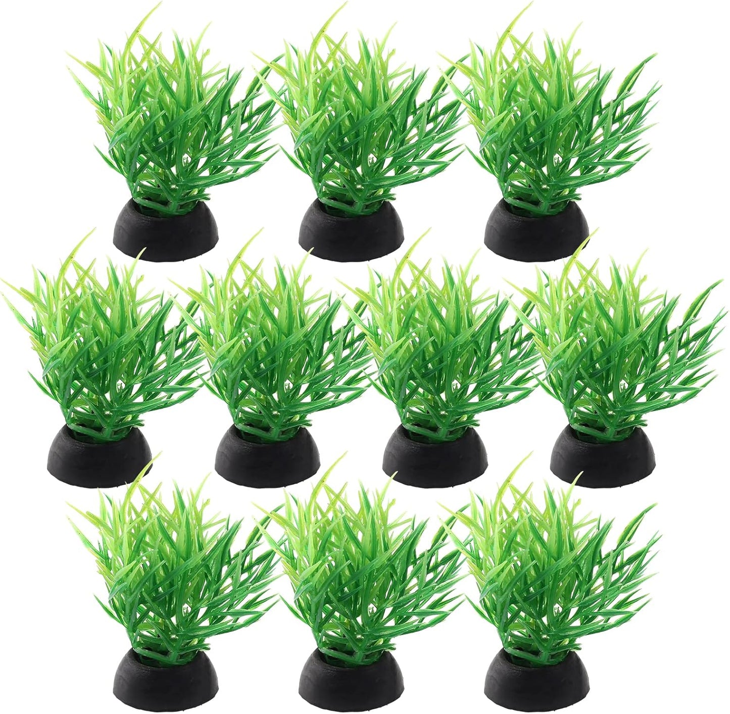 Green Aquarium Plant Ornaments, Artificial Water Plants, Lifelike Plastic Fish Tank Foreground Grass, Water Tank Decorations (10Pcs)