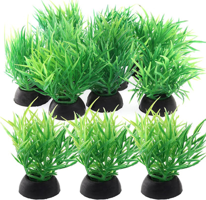 Green Aquarium Plant Ornaments, Artificial Water Plants, Lifelike Plastic Fish Tank Foreground Grass, Water Tank Decorations (10Pcs)