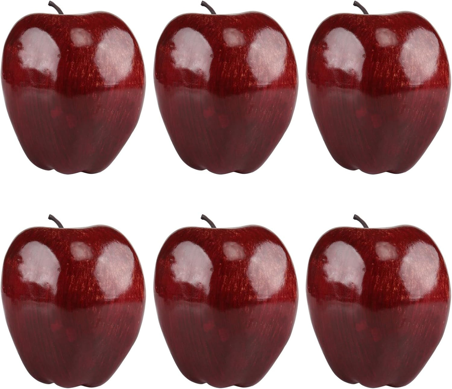 6pcs Artificial Red Apples Fake Fruit House Kitchen Party Decoration, Faux Big Red Apples, 3.3 x 2.9 Inches