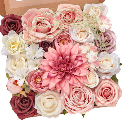 Alecono Hot Pink Silk Artificial Flowers Anthurium Palm Tropical Decor
