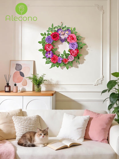 Alecono Hot Pink Silk Artificial Flowers Anthurium Palm Tropical Decor