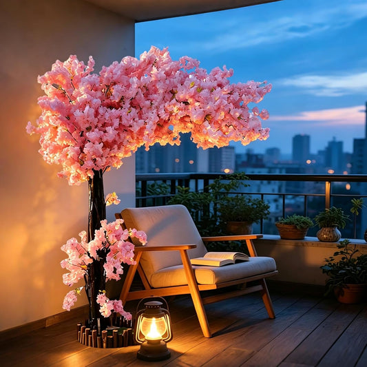 Grande Artificial Cherry Blossom Tree,Pink Faux Flower Tree Arbol De Cerezo for Home, Office, Wedding, Party & Indoor and Outdoor Decor,Extension/H 6.5FT x W 6.5FT
