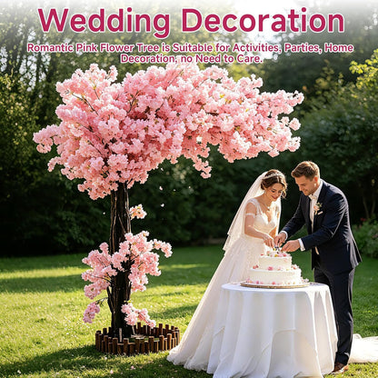 Grande Artificial Cherry Blossom Tree,Pink Faux Flower Tree Arbol De Cerezo for Home, Office, Wedding, Party & Indoor and Outdoor Decor,Extension/H 6.5FT x W 6.5FT