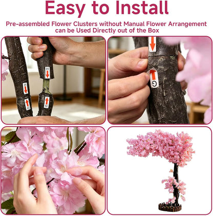 Grande Artificial Cherry Blossom Tree,Pink Faux Flower Tree Arbol De Cerezo for Home, Office, Wedding, Party & Indoor and Outdoor Decor,Extension/H 6.5FT x W 6.5FT