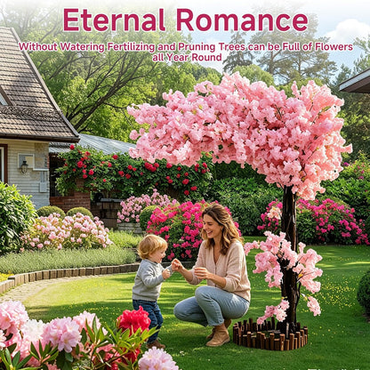 Grande Artificial Cherry Blossom Tree,Pink Faux Flower Tree Arbol De Cerezo for Home, Office, Wedding, Party & Indoor and Outdoor Decor,Extension/H 6.5FT x W 6.5FT