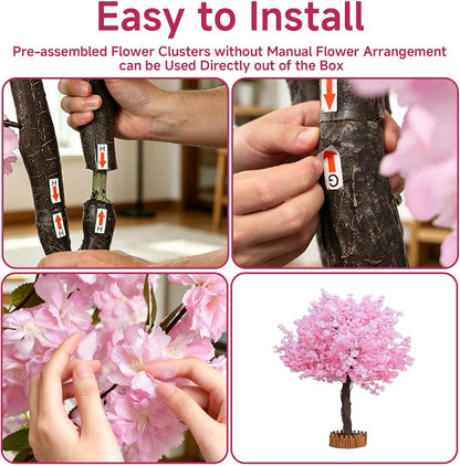 Grande Artificial Cherry Blossom Tree,Pink Faux Flower Tree Arbol De Cerezo for Home, Office, Wedding, Party & Indoor and Outdoor Decor,Extension/H 6.5FT x W 6.5FT