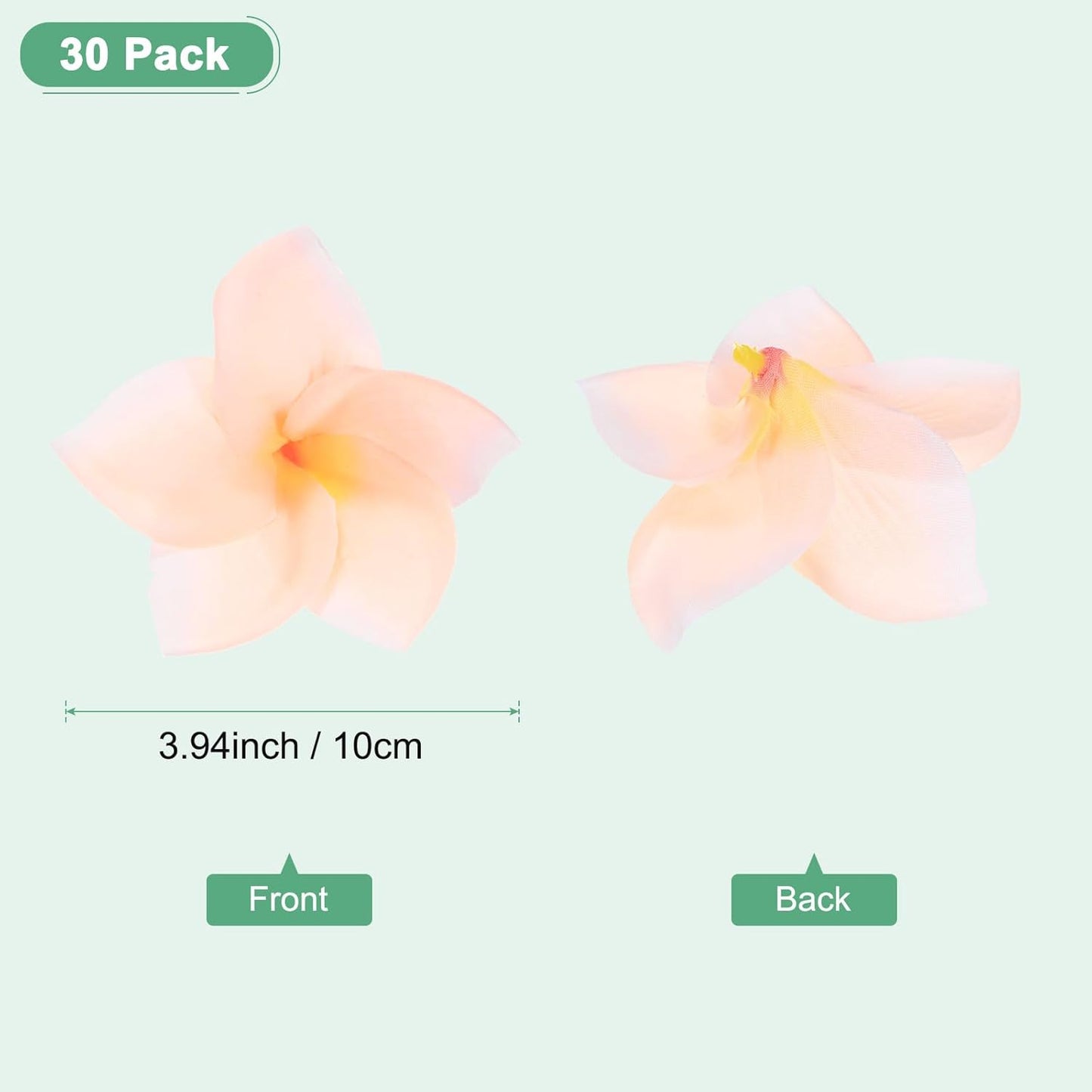 30-Pack Artificial Plumeria Flowers 3.9"/ 10cm, Sunset Red | Fake Silk, Hawaiian, Petal, For DIY Crafts/Dress/Wedding/Party Decoration