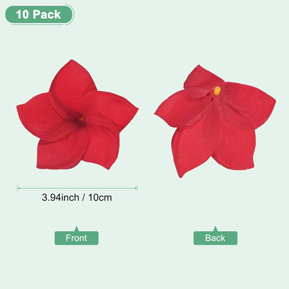 30-Pack Artificial Plumeria Flowers 3.9"/ 10cm, Sunset Red | Fake Silk, Hawaiian, Petal, For DIY Crafts/Dress/Wedding/Party Decoration