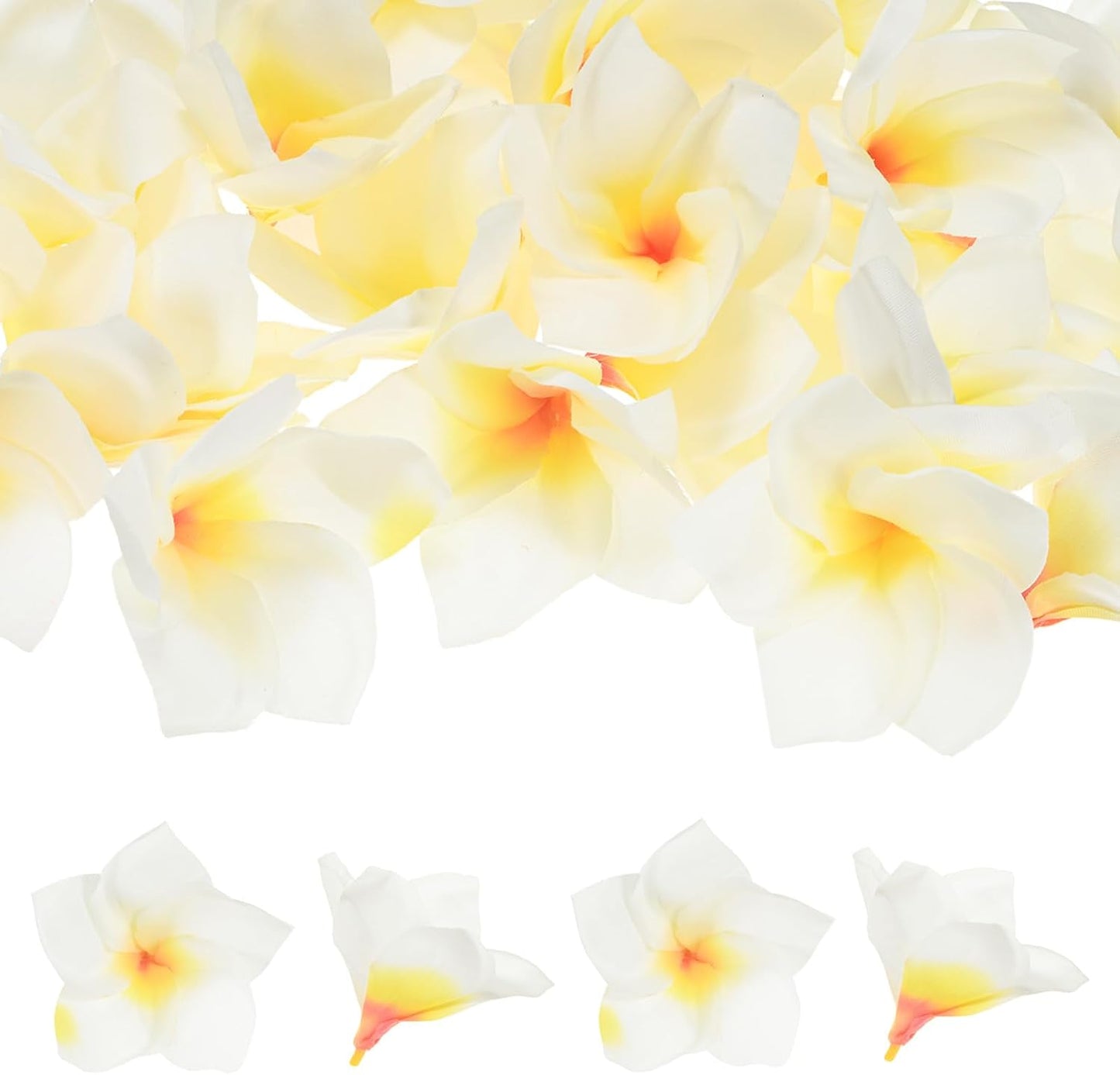 30-Pack Artificial Plumeria Flowers 3.9"/ 10cm, Sunset Red | Fake Silk, Hawaiian, Petal, For DIY Crafts/Dress/Wedding/Party Decoration