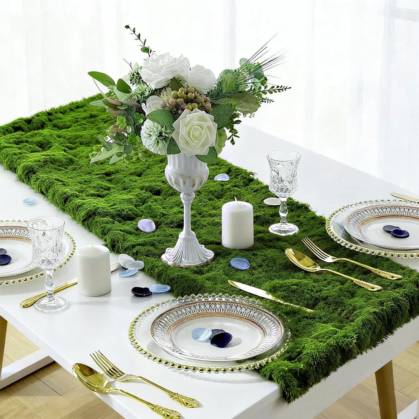 Artificial Green Moss Mat for Decoration Carpet Grass Wall, 11.81×78.74 inch Natural Decorative for Plants Indoor with Base Fabric, Artificial Moss Mat Suitable for DIY 0.3×2m