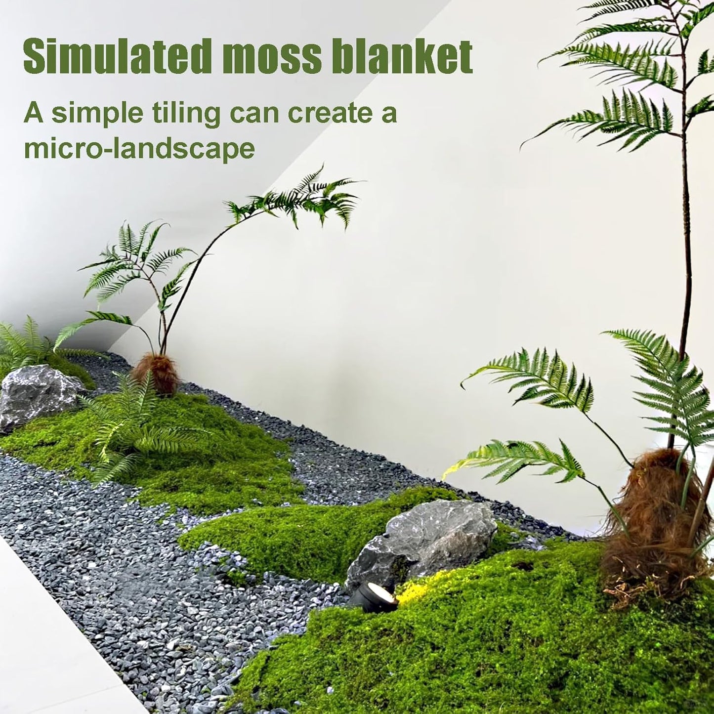 Artificial Green Moss Mat for Decoration Carpet Grass Wall, 11.81×78.74 inch Natural Decorative for Plants Indoor with Base Fabric, Artificial Moss Mat Suitable for DIY 0.3×2m