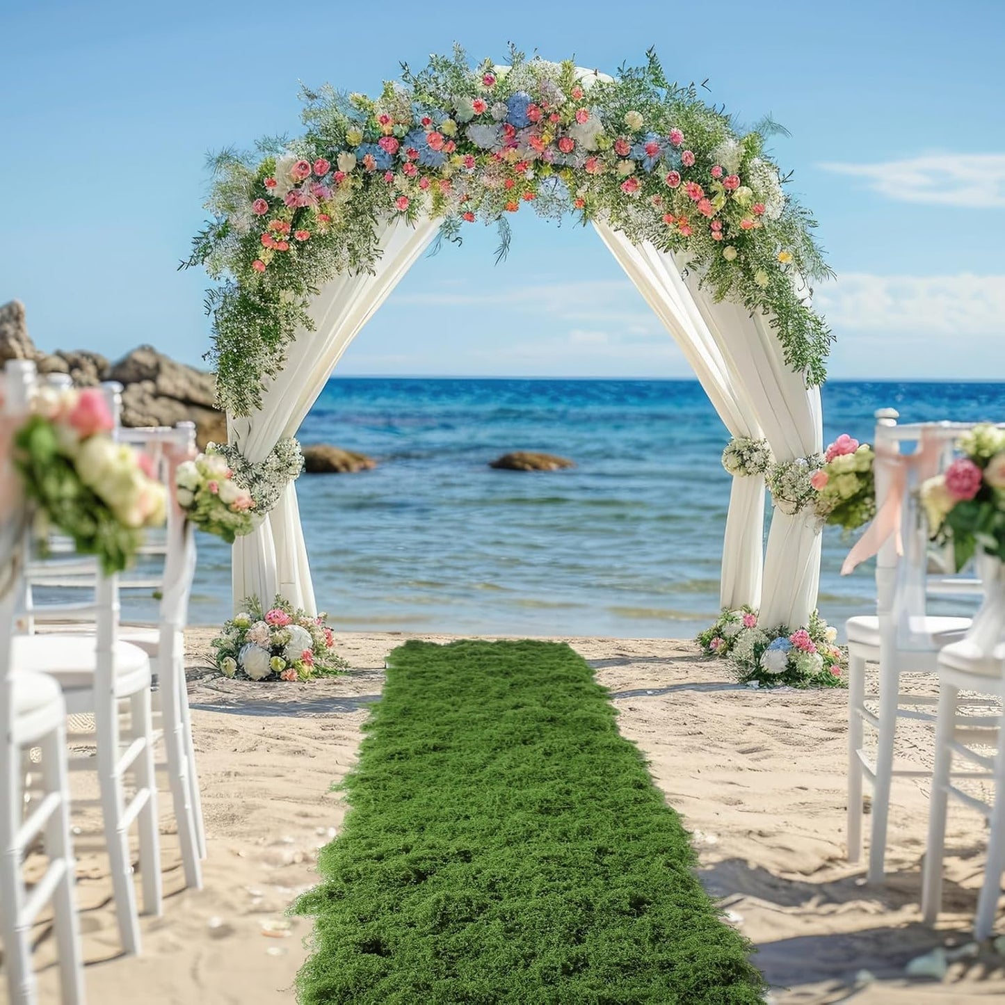 Artificial Green Moss Mat for Decoration Carpet Grass Wall, 11.81×78.74 inch Natural Decorative for Plants Indoor with Base Fabric, Artificial Moss Mat Suitable for DIY 0.3×2m