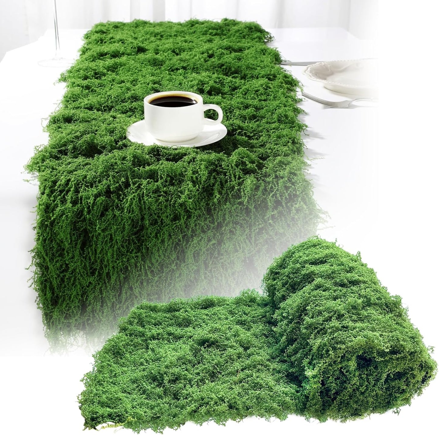 Artificial Green Moss Mat for Decoration Carpet Grass Wall, 11.81×78.74 inch Natural Decorative for Plants Indoor with Base Fabric, Artificial Moss Mat Suitable for DIY 0.3×2m
