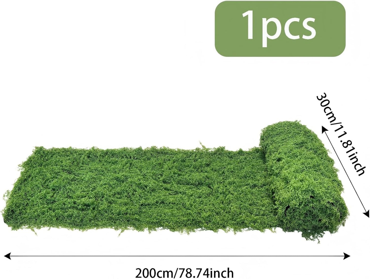 Artificial Green Moss Mat for Decoration Carpet Grass Wall, 11.81×78.74 inch Natural Decorative for Plants Indoor with Base Fabric, Artificial Moss Mat Suitable for DIY 0.3×2m