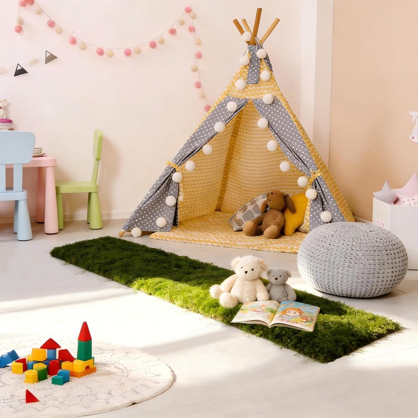 Artificial Green Moss Mat for Decoration Carpet Grass Wall, 11.81×78.74 inch Natural Decorative for Plants Indoor with Base Fabric, Artificial Moss Mat Suitable for DIY 0.3×2m