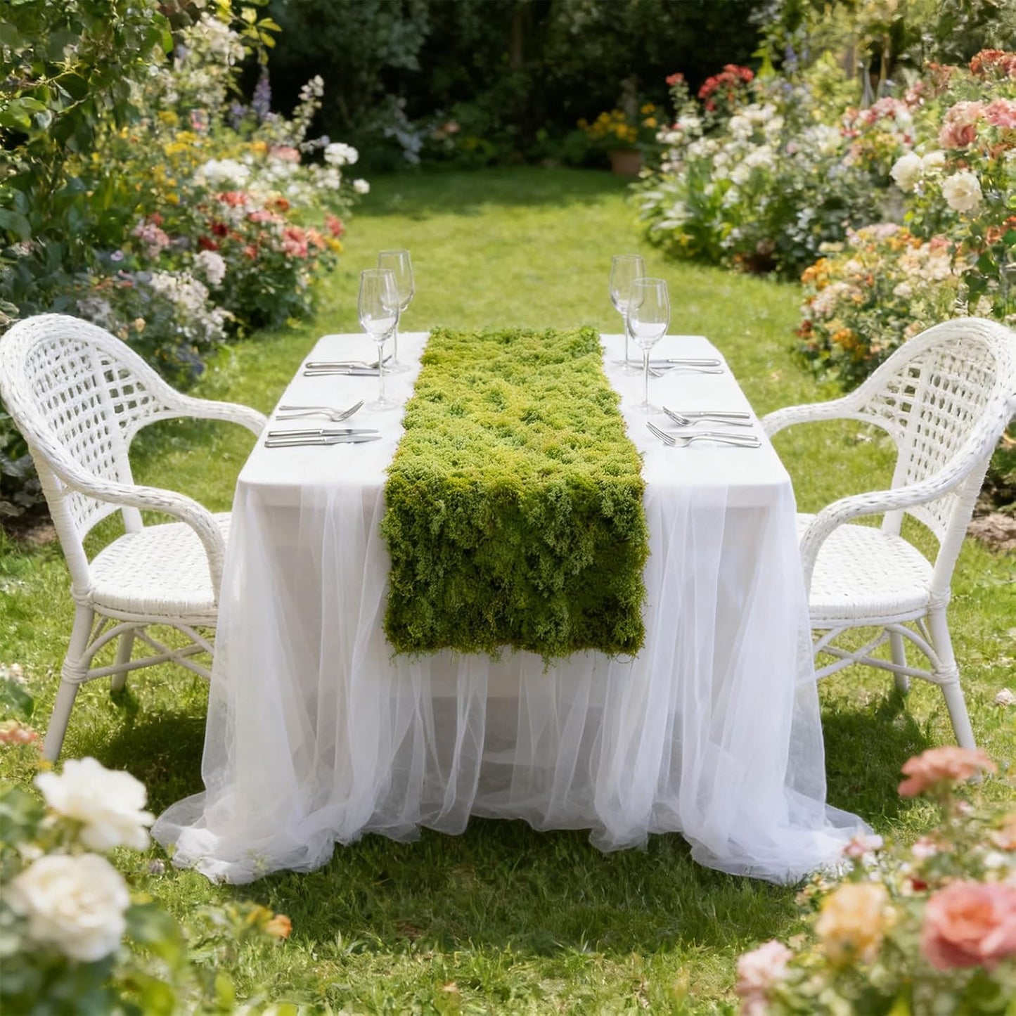 Artificial Green Moss Mat for Decoration Carpet Grass Wall, 11.81×78.74 inch Natural Decorative for Plants Indoor with Base Fabric, Artificial Moss Mat Suitable for DIY 0.3×2m