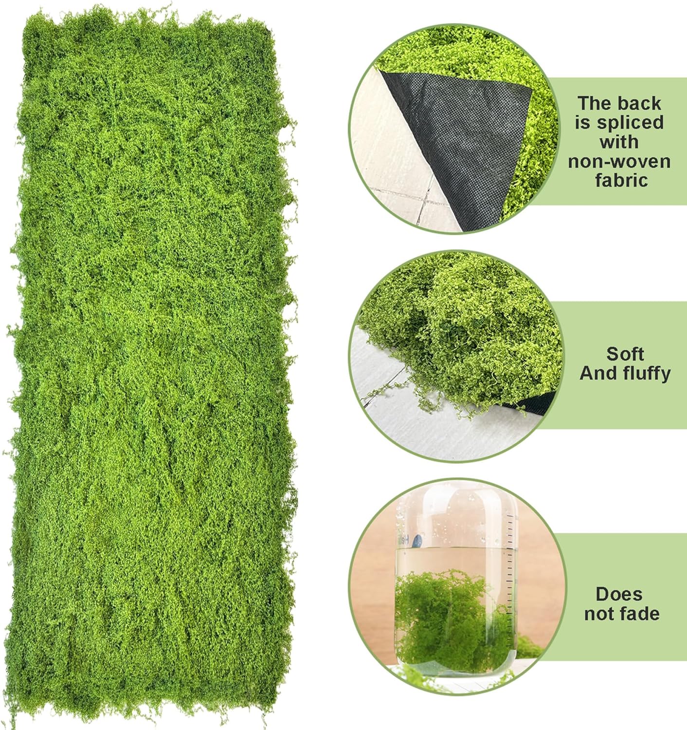Artificial Green Moss Mat for Decoration Carpet Grass Wall, 11.81×78.74 inch Natural Decorative for Plants Indoor with Base Fabric, Artificial Moss Mat Suitable for DIY 0.3×2m