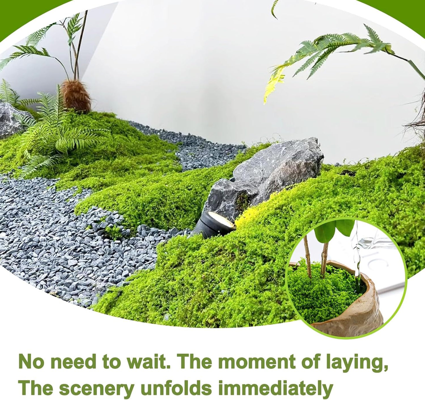 Artificial Green Moss Mat for Decoration Carpet Grass Wall, 11.81×78.74 inch Natural Decorative for Plants Indoor with Base Fabric, Artificial Moss Mat Suitable for DIY 0.3×2m
