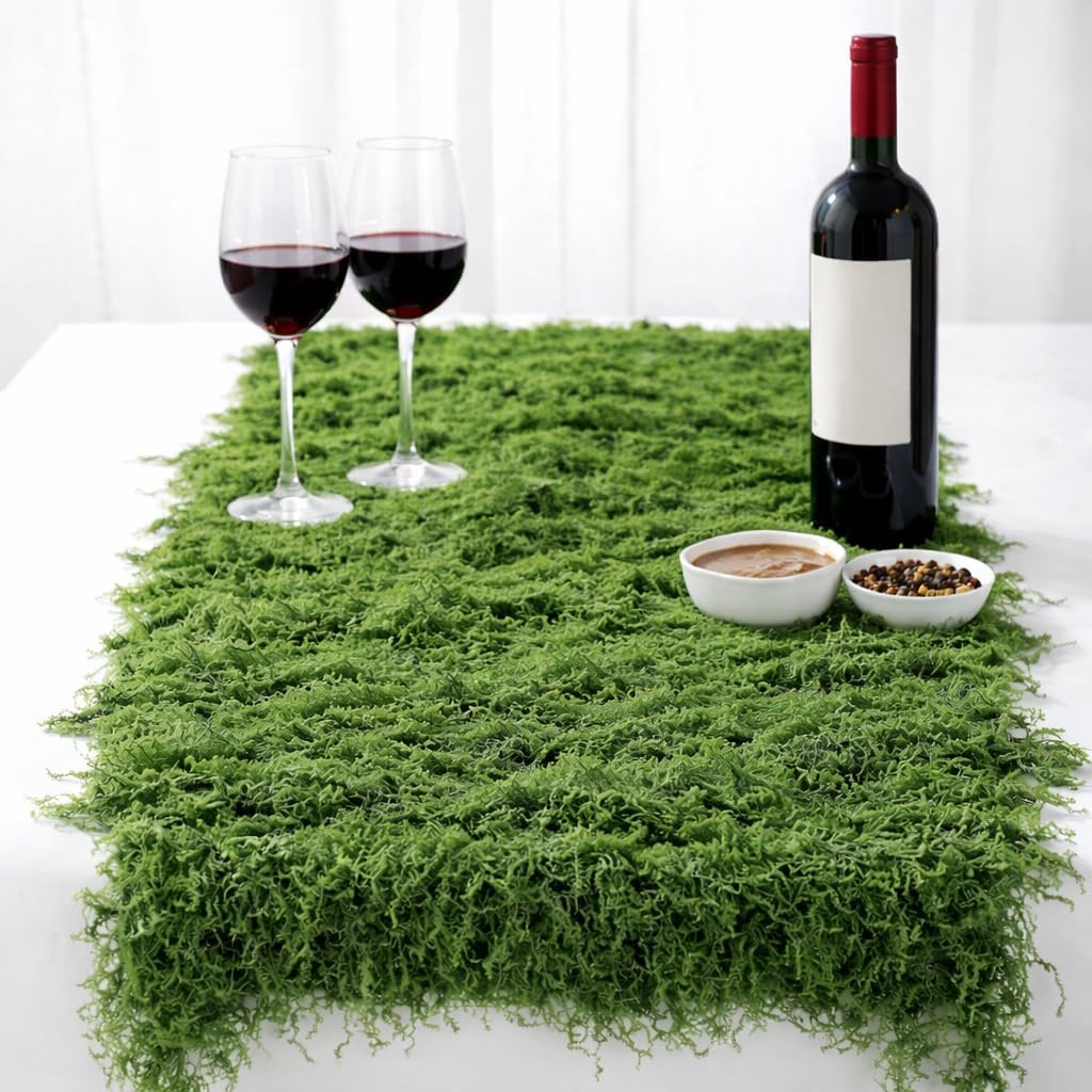 Artificial Green Moss Mat for Decoration Carpet Grass Wall, 11.81×78.74 inch Natural Decorative for Plants Indoor with Base Fabric, Artificial Moss Mat Suitable for DIY 0.3×2m