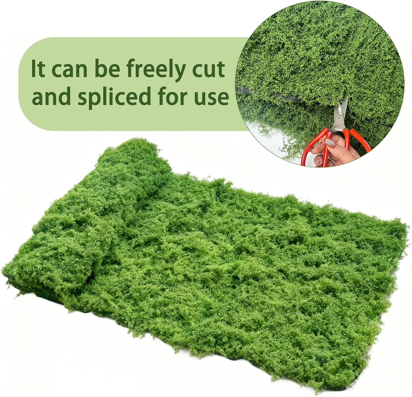 Artificial Green Moss Mat for Decoration Carpet Grass Wall, 11.81×78.74 inch Natural Decorative for Plants Indoor with Base Fabric, Artificial Moss Mat Suitable for DIY 0.3×2m