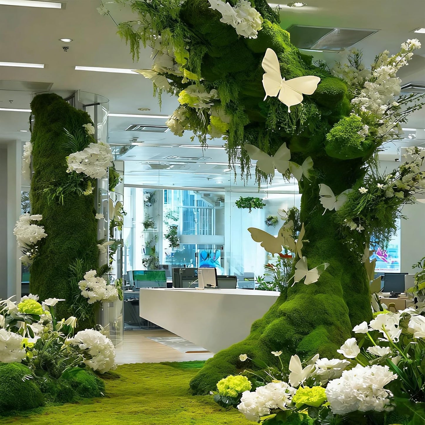 Artificial Green Moss Mat for Decoration Carpet Grass Wall, 11.81×78.74 inch Natural Decorative for Plants Indoor with Base Fabric, Artificial Moss Mat Suitable for DIY 0.3×2m