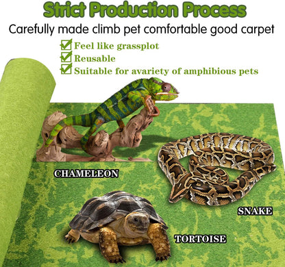 Reptile Carpet, 30 * 12in Pet Terrarium Liner,Reptiles Cage Mat/Substrate for Snakes, Chameleons, Geckos and Kitchen Use(2sheets) with Tweezers Feeding Tongs