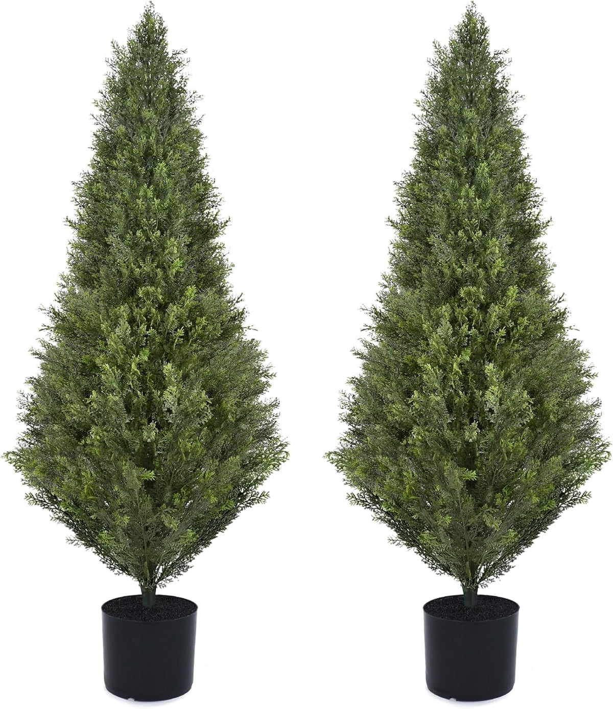 4FT 2 Pack, Artificial Cedar Trees UV Resistant Potted Cypress Trees