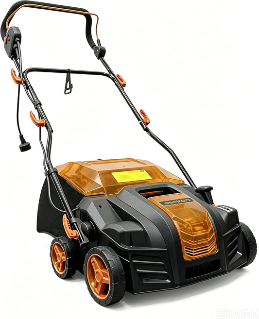 16” Artificial Turf Sweeper, 2000w Artificial Turf Vacuum Grass Sweeper 15 Amp Lawn Sweeper Yard Power Brush with 55L Removable Leaf Collection Bag, Quick-Fold, Keeps Clear Sweepy Box, Celadon