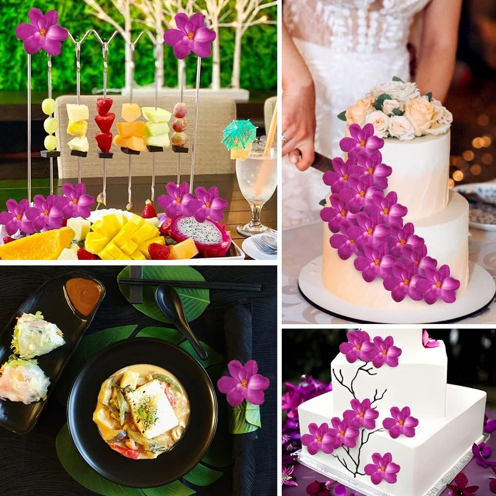 60Pcs Artificial Orchids Flower Heads, Fake Orchid Blooms Head for Wedding Cake Centerpieces Decor Bouquet Making DIY Crafts Bridal Shower Photography Props