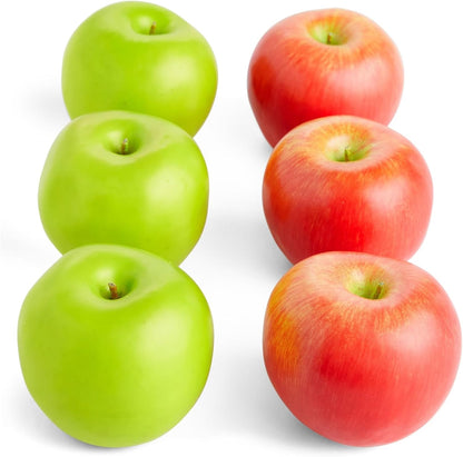 Artificial Apples Set - Lifelike Foam Apples for Crafts & Displays - 6-Pack, 2.7"×2.2"×2.5"" - Red & Green