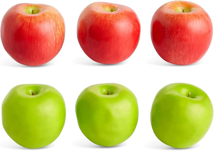 Artificial Apples Set - Lifelike Foam Apples for Crafts & Displays - 6-Pack, 2.7"×2.2"×2.5"" - Red & Green