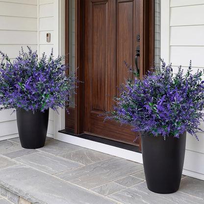 2 Set Artificial Lavender Topiary Trees, Fake Outdoor Potted Plants, UV Resistant Faux Bush, Purple Flowers with Pots for Front Porch, Garden, Patio