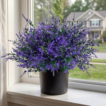 2 Set Artificial Lavender Topiary Trees, Fake Outdoor Potted Plants, UV Resistant Faux Bush, Purple Flowers with Pots for Front Porch, Garden, Patio