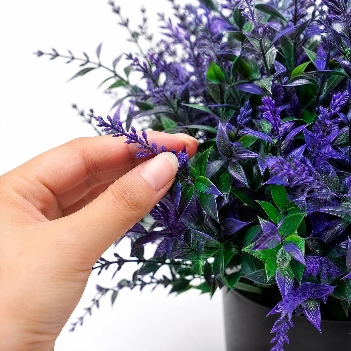 2 Set Artificial Lavender Topiary Trees, Fake Outdoor Potted Plants, UV Resistant Faux Bush, Purple Flowers with Pots for Front Porch, Garden, Patio