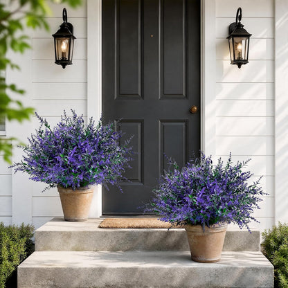 2 Set Artificial Lavender Topiary Trees, Fake Outdoor Potted Plants, UV Resistant Faux Bush, Purple Flowers with Pots for Front Porch, Garden, Patio