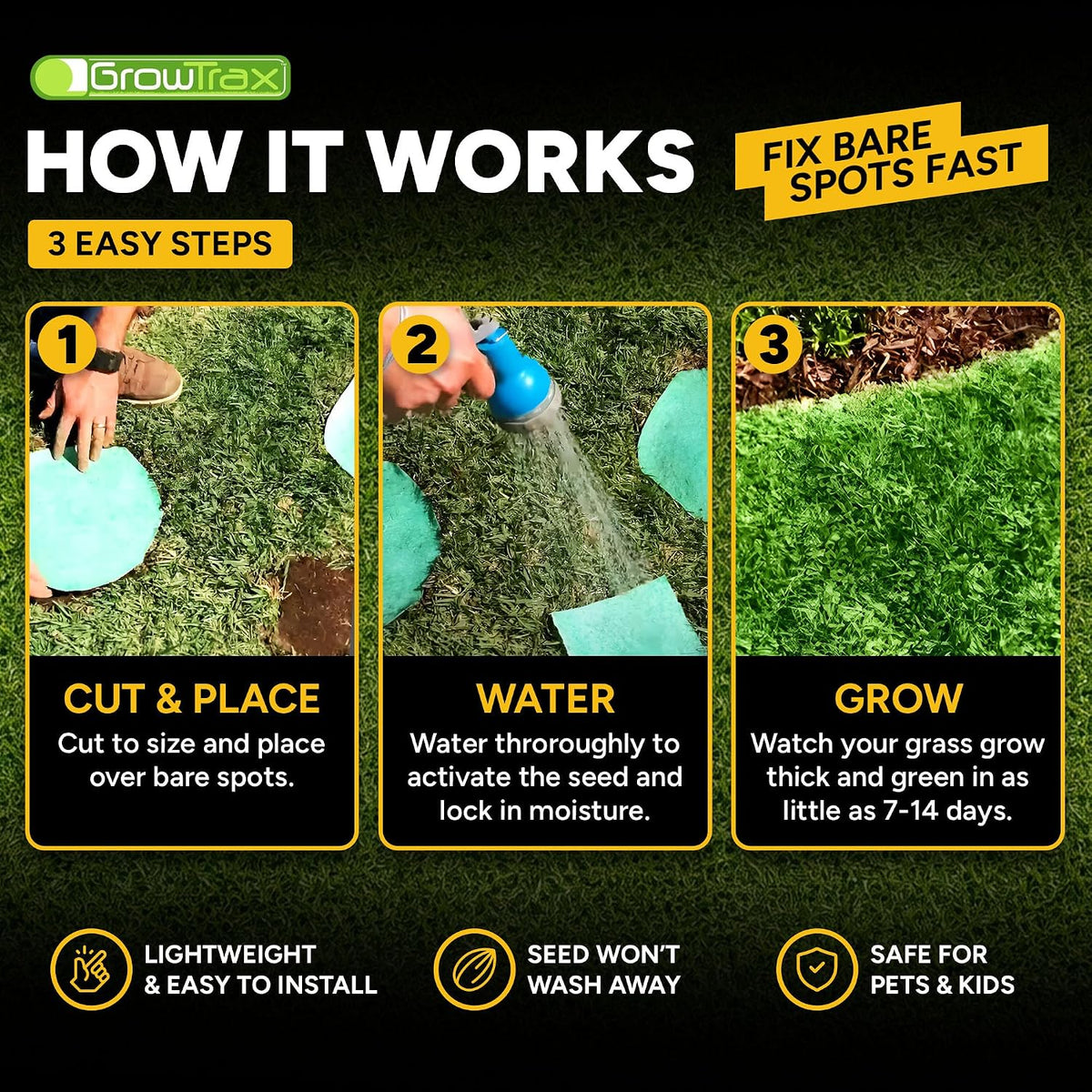 Biodegradable Grass Seed Mat - 50 Sq Ft Bermuda Rye