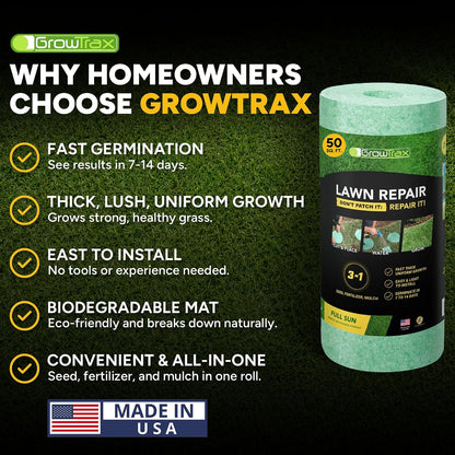 Biodegradable Grass Seed Mat - 50 Sq Ft Bermuda Rye