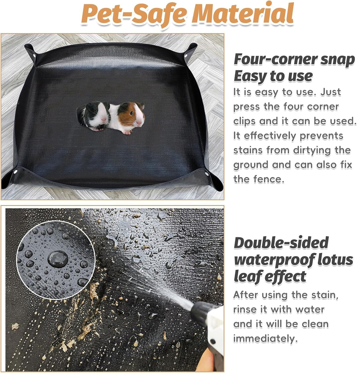 59"x59" Thickening Waterproof Pet Playpen Mat, Guinea Pig Cage Liner Washable Tarp Bottom Reusable Base for Rabbits, Bunny, Ferrets and Other Small Animals
