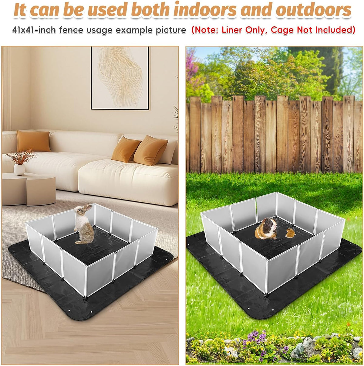 59"x59" Thickening Waterproof Pet Playpen Mat, Guinea Pig Cage Liner Washable Tarp Bottom Reusable Base for Rabbits, Bunny, Ferrets and Other Small Animals