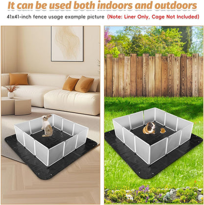 59"x59" Thickening Waterproof Pet Playpen Mat, Guinea Pig Cage Liner Washable Tarp Bottom Reusable Base for Rabbits, Bunny, Ferrets and Other Small Animals