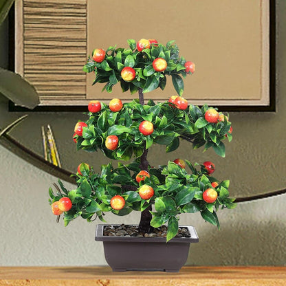 Artificial Fruit Tree Bonsai 13inch Tall Tabletop Decoration Sturdy Table Centerpiece for Home Desk Decor Multifunctional, Apple