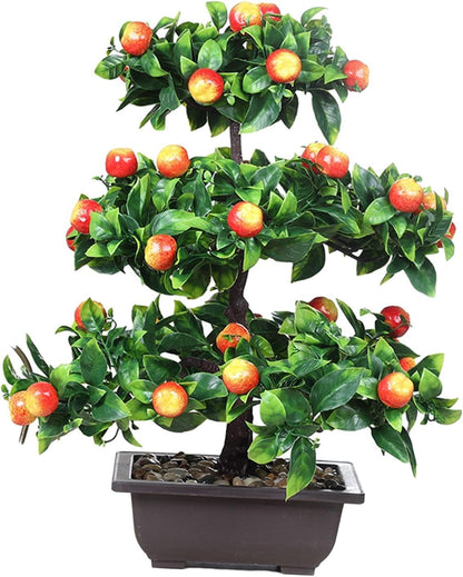 Artificial Fruit Tree Bonsai 13inch Tall Tabletop Decoration Sturdy Table Centerpiece for Home Desk Decor Multifunctional, Apple