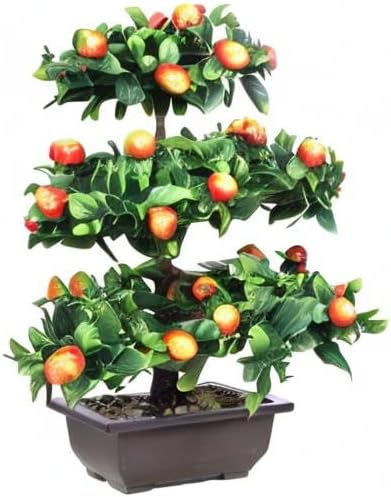 Artificial Fruit Tree Bonsai 13inch Tall Tabletop Decoration Sturdy Table Centerpiece for Home Desk Decor Multifunctional, Apple