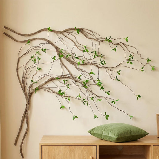 2 pcs 57 inch Bendable Artificial Branches with Green Leaves | Vines Fake Green Plants Minimalist Decoration Wall Mounted Vases Flower Arrangement Rooms Christmas Decoration