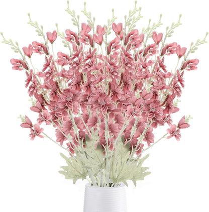 Thiccywoov 12 Pcs Delphinium Artificial Flowers, 33.5'' Long Stem Lifelike Faux Silk Flower Fake Look Real Bouquet for Tall Vase DIY Wedding Party Home Kitchen Arrangement Decor(White)