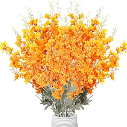 Thiccywoov 12 Pcs Delphinium Artificial Flowers, 33.5'' Long Stem Lifelike Faux Silk Flower Fake Look Real Bouquet for Tall Vase DIY Wedding Party Home Kitchen Arrangement Decor(White)