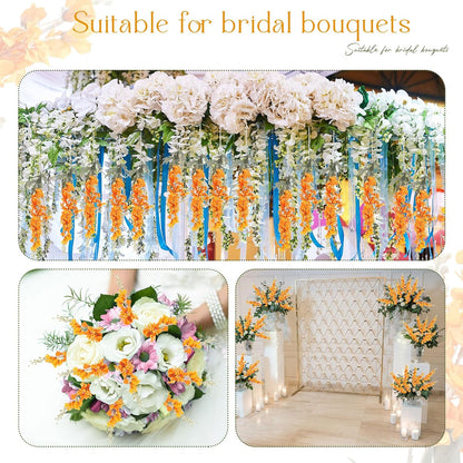 Thiccywoov 12 Pcs Delphinium Artificial Flowers, 33.5'' Long Stem Lifelike Faux Silk Flower Fake Look Real Bouquet for Tall Vase DIY Wedding Party Home Kitchen Arrangement Decor(White)