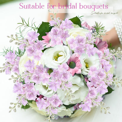 Thiccywoov 12 Pcs Delphinium Artificial Flowers, 33.5'' Long Stem Lifelike Faux Silk Flower Fake Look Real Bouquet for Tall Vase DIY Wedding Party Home Kitchen Arrangement Decor(White)