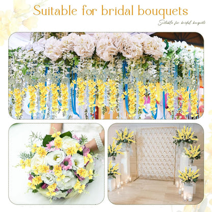 Thiccywoov 12 Pcs Delphinium Artificial Flowers, 33.5'' Long Stem Lifelike Faux Silk Flower Fake Look Real Bouquet for Tall Vase DIY Wedding Party Home Kitchen Arrangement Decor(White)