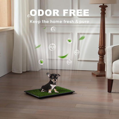 Dog Grass Pad with Tray Large 34’’×23’’, Dog Litter Box with Odor Free Artificial Grass Pee Pads for Dogs Potty Tray with Hemmed Edge, Realistic for Indoor Balcony